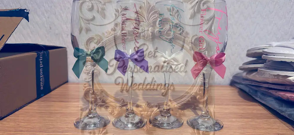 Personalised Champagne Flutes with bows